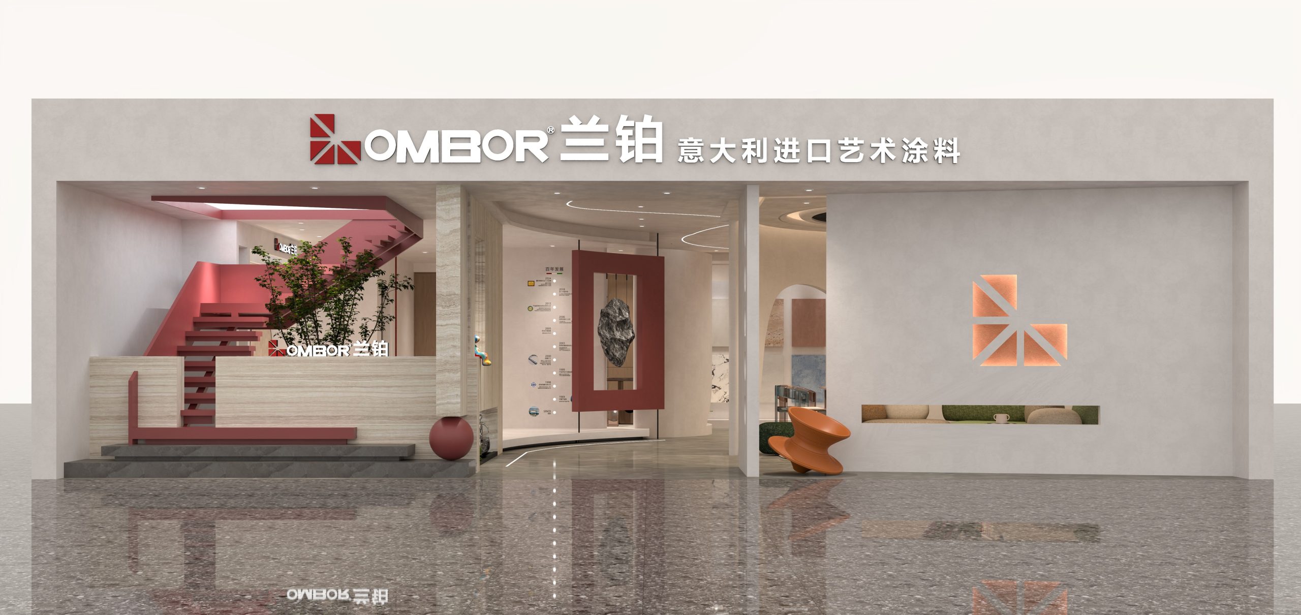 艺术漆样板间整体效果图，展示高端墙面质感